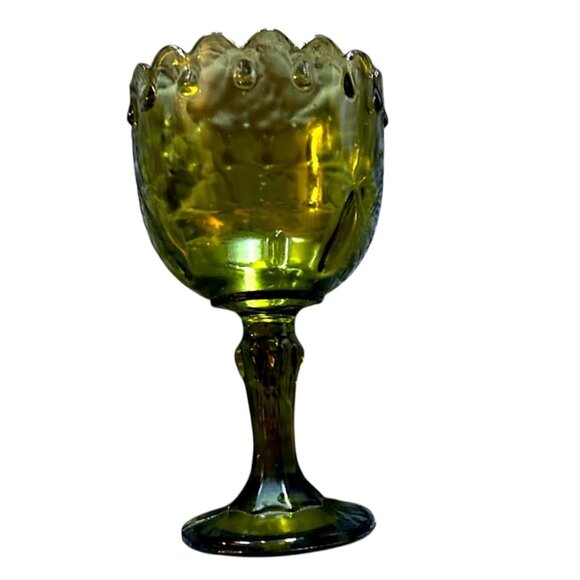 Vintage Green Glass Goblet - Picture 1 of 9